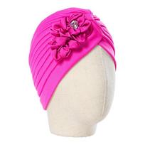 1 vnt. bandana kepurė etninė apsauga nuo saulės hidžabas retro elastiniai galvos apdangalai madingas elegantiškas kalnų krištolu puoštas gėlių turbanas vienspalvis ryškiai rožinė