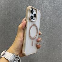 Matte Magnetinis Belaidis Įkrovimo Telefono Dėklas iPhone 16 Plus 15 Pro Max Metalinė Objektyvo Apsauga PU+TPU Smūgiams Atsparus Dangtelis For iPhone 15 gray