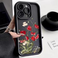 Matte Silicone Flower Phone Case For iPhone SE   16 15 14 13 12 11 Pro Max XR XS X 7 8 Plus Shockproof Soft Cover Fundas For iPhone 15 Plus gray