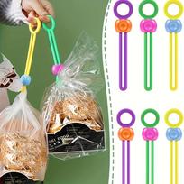 6 Piece Silicone Grocery Bag Sealer Clips - Reusable and Adjustable, Suitable for all Plastic Bags for Freshness. beige