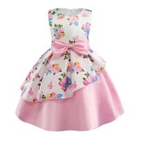 Flower Girls Tutu Dress Children's Clothing Party Princess Baby Kids Girls Clothing Wedding Dresses Prom Dress Teen Costume 100cm rožinė