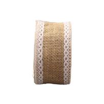 200*5cm Vintage Lace Linen Roll Burlap Ribbon Rustic Wedding Party Decor Crafts beige