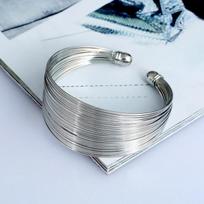 Pulseras De Acero Inoxidable Fashion Wire Wrap Open Wide Cuff Bracelet Bangle For Women Jewelry Vintage Metal Bangle Female
