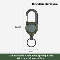 Outdoor Retractable Wire Rope Retractable Keychain Reel Retractable Key Chain With Steel Cable Key Ring Retractable Tool žalia