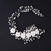 Luxury Wedding Hair Jewelry For Bridal Pearl Hair Comb Hand Made Hair Accessory One Size balta