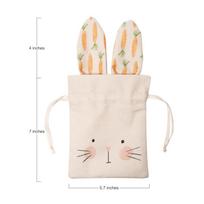 1 Pcs Easter Day Beige Linen Burlap Gift Bags Bunny Rabbit Carrot Sweet Candy Bags with Drawstring for Easter Tea Party Favors 10x18x1.5cm beige