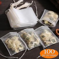 100/50/10 vnt. vienkartiniai arbatos maišeliai, arbatos infuzijos filtrų maišeliai su „String Heal“ sandarikliu, maistinio neaustinio audinio prieskonių filtrai arbatos maišeliai 5X7CM-50PCS white