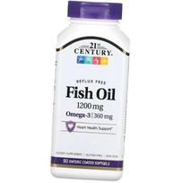 Fish Oil, Omega 3, Fish Oil Omega-3 1200 Enteric Coated, 21st Century 90caps (67440009) 90caps