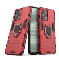 OPPO Realme Q5i Q5 Pro galinio dangtelio telefono dėklas smūgiams atsparus šarvuotas apsauginis metalinis žiedo laikiklis magnetinis apsauginis Coque dėklas CHINA&For Realme Q5 raudona