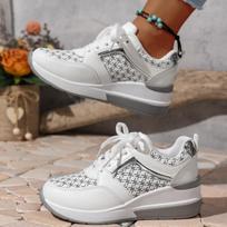 Women's Casual Sports Shoes Soft Sole Color Matching Strap Wedge Heel Thick Sole Large Size Sports and Leisure Shoes 36 balta