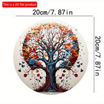 2D plokščias 20*20cm 1vnt. Ryškus Gyvybės Medžio Raštas spalvingas gėlių ir drugelių dizainas Kabinamas Ornamentas, Medžio Tema Langų medinis Panelis Dekoravimas, Tinkamas 20*20cm