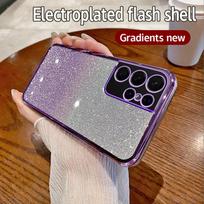 For Samsung Galaxy S23Ultra Case Samsung SM-S918B SM-S918U Phone Case Shiny Glitter Plating Silicone Camera Lens Soft Back Cover For Galaxy S23 Ultra