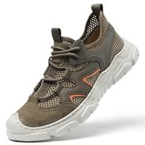 Summer Men's Mesh Shoes Outdoor Upstream Shoes  Closed Toe Sandals for Men 39 chaki