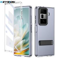 KEYSION Transparent Case for Huawei HONOR Magic Vs3 Hard PC Metal Kickstand Shockproof Phone Cover with Glass Screen Protector for Magic Vs3 juoda