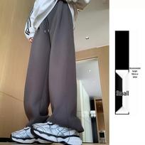 Women's Gray Lambskin Sweatpants - Autumn/Winter 2025 New Loose Casual Wide-Leg plus Thickened Ankle Pants. S (80-95 lbs)