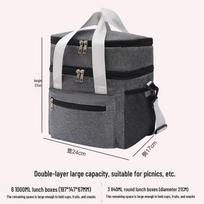 Insulated Waterproof Double-Layer Lunch Bag with Cross-Body Strap for Outdoor Picnic juoda