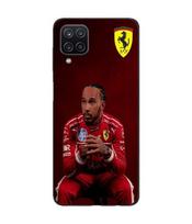 Maniacase case for Samsung galaxy A12 Hamilton Scuderia Ferrari official wallpaper juoda