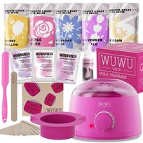Waxing Kit Hair Removal Wax Kit Wax Melt Warmer Waxing Beads Face/Brazilian/Full Body/Bikini/Sensitiive skin(23 items) (as the picture-20100-)- white