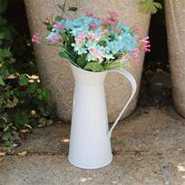 Vintažinis Shabby Chic Gėlių Vaza Skardinė Ąsotis Metalinis Vestuvių Namų Dekoras 20cm balta