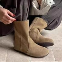 Women's Non-slip Flat Snow Boots Mid-tube Suede Winter Shoes 2024 Trendy New Designer Slip-on Casual Walking Shoes Botas Mujer 35 kupranugaris