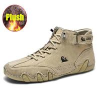 Men Boots Winter with Fur Warm Handmade Ankle Boots Men Work Hot Sale Snow Shoes Men Split Leather Boots Casual  High Top Loafer 44