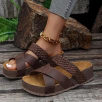 Sandalias planas de corcho para mujer, zapatillas de plataforma antideslizantes, zapatillas de exterior, sandalias para mujer 35 ruda