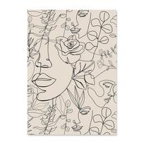 Abstract Bohemian Line Woman Faces Flowers Mid Century Posters Canvas Painting Wall Art Print Picture Living Room Home Decor 21cm×30cm NoFrame