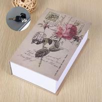 Paris themed book safety box with lock, multi-purpose concealed diversion metal storage box, fake book money box savings can, used for coins, jewelry Rose Envelope gray