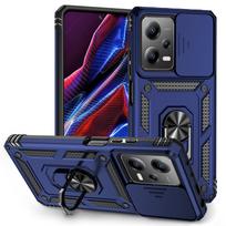 For Poco X5 X5 Pro 5G Case Slide Lens Camera Protect Phone Case For Pocox5pro Poko X5pro X 5 Pro 5X Stand Ring Back Cover For Poco X5 5G mėlyna
