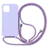 Matte Silicone Phone Case for IPhone 13 12 Mini 16 15 14 11 Plus Pro Max Crossbody Lanyard Necklace Strap Candy Color Soft Cover For iPhone 16 white