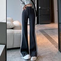 Micro-flare Sports Pants for Women's Summer New High-waisted Slim Horseshoe Pants Striped Casual Slim Yoga Pants S