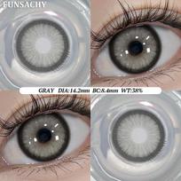 FUNSACHY Color Contacts 1Pair Natural Gray Korean Big Eye Contact Lenses for Eyes Beauty Pupils Colored Fashion Soft Lens Yearly