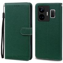 For Realme GT Neo 5 Case Wallet Flip Cover For Realme GT Neo 5 Case Realme GT Neo5 Phone Cover Coque Fundas For Realme GT Neo 5 tamsiai žalia spalva