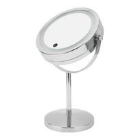 LED apšviestas makiažo veidrodis, apvalus, dvipusis, didinamasis, pastatomas, namų vonios kambariui white