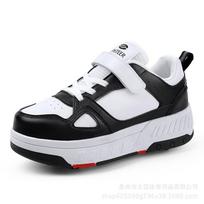Teen Students Internet Celebrity Roller Skates Children Runaway Shoes Double Wheel Removable Autumn and Winter Double Pulley Runaway Shoes 31 white