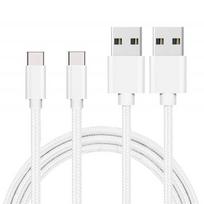 USB-C Cable for Google Pixel 6 - Google Pixel 6 Pro - Nylon Braided Silver White 1 Meter [PACK OF 2] Phonillico® balta