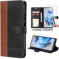Case for Xiaomi Redmi Note 12 Pro 5G - Brown Leather Effect - Shockproof - 2 Tempered Glasses