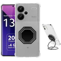 Case for Xiaomi Redmi Note 13 Pro+ 5G - Note 13 Pro Plus 5G, Transparent Shockproof Silicone with Octagonal Metal Stand
