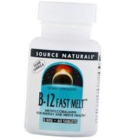 Vitaminas B12, Metilkobalaminas, B-12 Greitai tirpstantis 5, Source Naturals 60 tablečių (36355106) 60tab