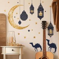 Moon Stars Camel Chandelier Hanging Decorations Bedroom Living Room Study Home Decoration Wall Stickers 40*60cm/fun-e246