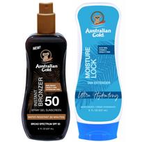 Australian Gold spray gel with Bronzer SPF50 + Moisture Lock 237ml