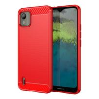 For Nokia C110 nokiac110 Shockproof Matte Case Luxury Carbon Fiber Back Cover for nokia c110 Soft Silicone Protective Back Cases For Nokia C110 raudona