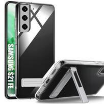 Silikoninis dėklas Samsung Galaxy S21 FE su reguliuojamu 95 laipsnių stoveliu skaidri