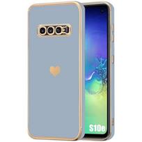 Case - Samsung - Galaxy S10e - Shockproof - Liquid Silicone - Blue Heart Pattern mėlyna