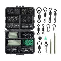 300Pcs/Set Carp Fishing Accessories Set with Storage Box Assorted Swivels Screws Pins Soft Tube Sleeve Blocking Bean Carp Fishing Gear Equipment Kit 300pcs