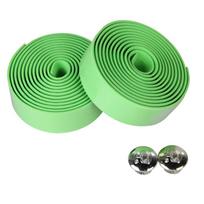2pcs Road Bike Sports Cork Handlebar Tape with 2pcs Bar Plugs Anti-slip MTB Bicycle Cycling Flexible Decorative Accessories žalia