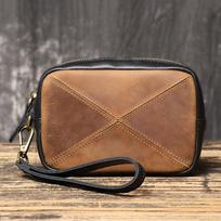 High Quality Men Luxury Leather Clutch Bag Vintage Pieced Leather Wallet Creative Coin Purse Phone Bag