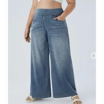 Women Baggy Jeans Streetwear High Waist Wide Leg Denim Pants Retro Elastic Waist Blue Loose Female Trousers S šviesiai mėlyna spalva