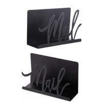 Black Metal Mail Holder and Letter Stand Set Black Metal Mail Rack Envelope Rack for Home Office Desktop Organization
