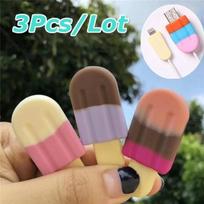 3 vnt. Silikoniniai USB įkroviklio kabelio apsaugos, laido saugotojo dangteliai, ledų formos, skirti telefono kabeliui random color 3pcs